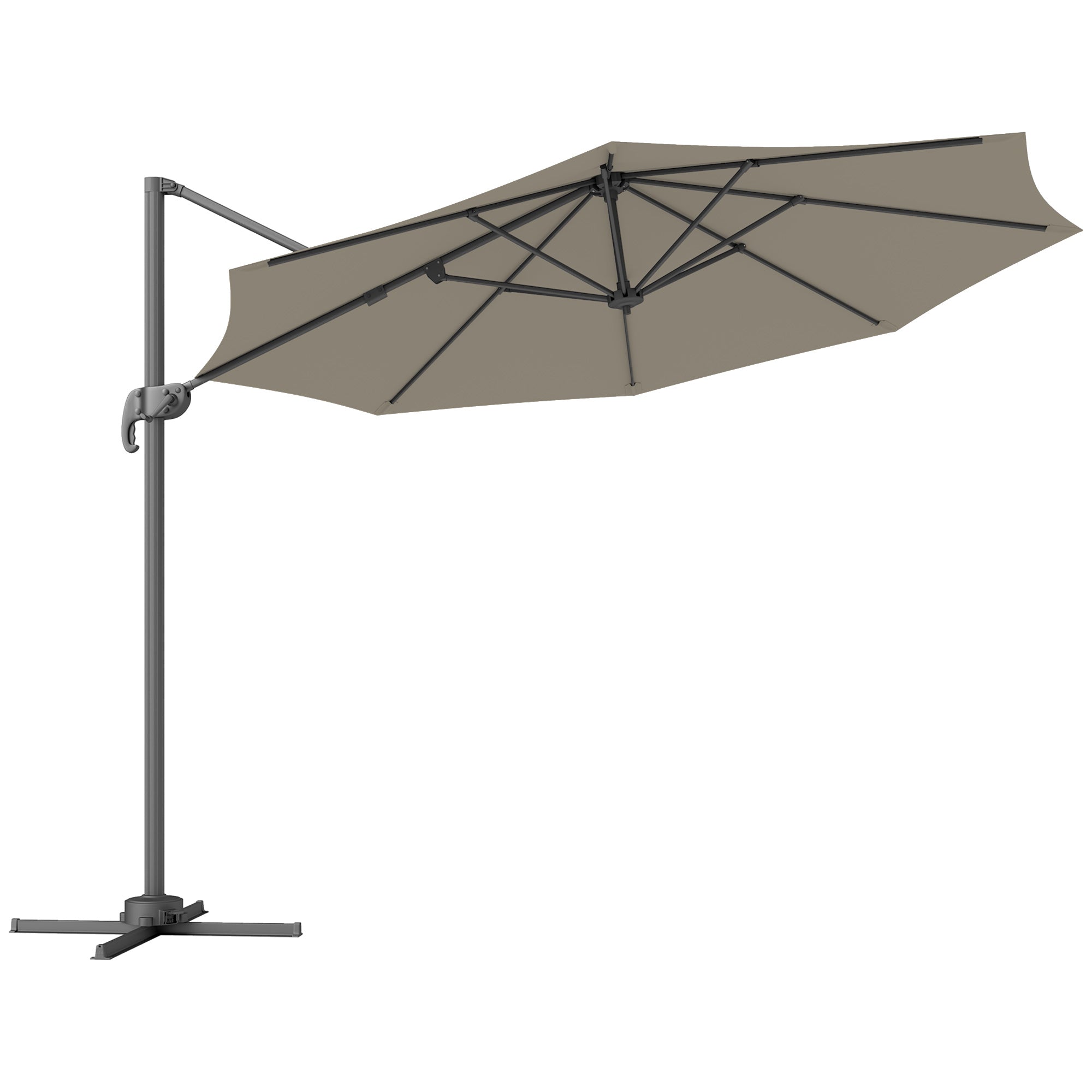 Cantilever Parasol 3 m Five-Angle Light Grey