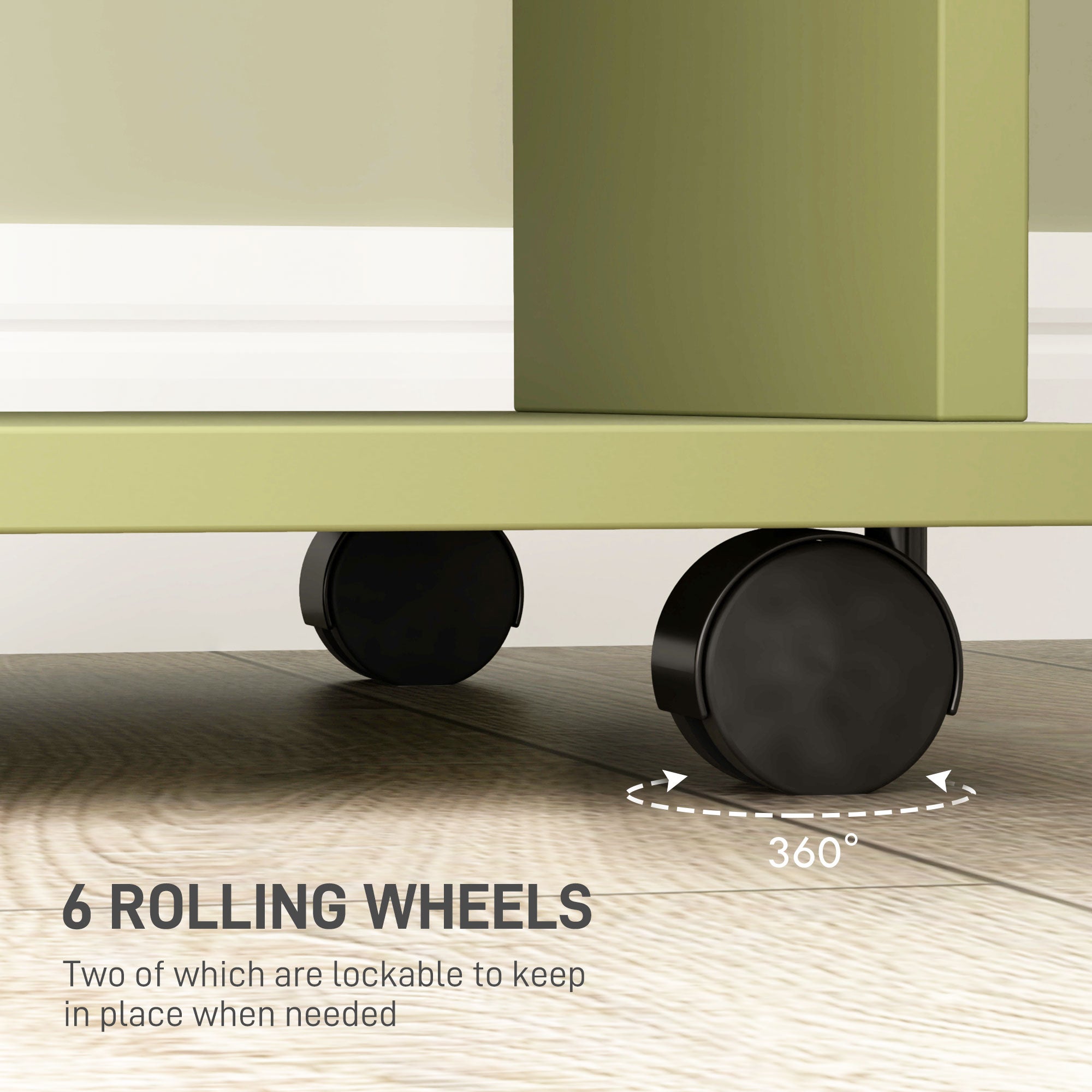 Open Wardrobe Double Storage Shelves Organizer W/6 Wheels Green