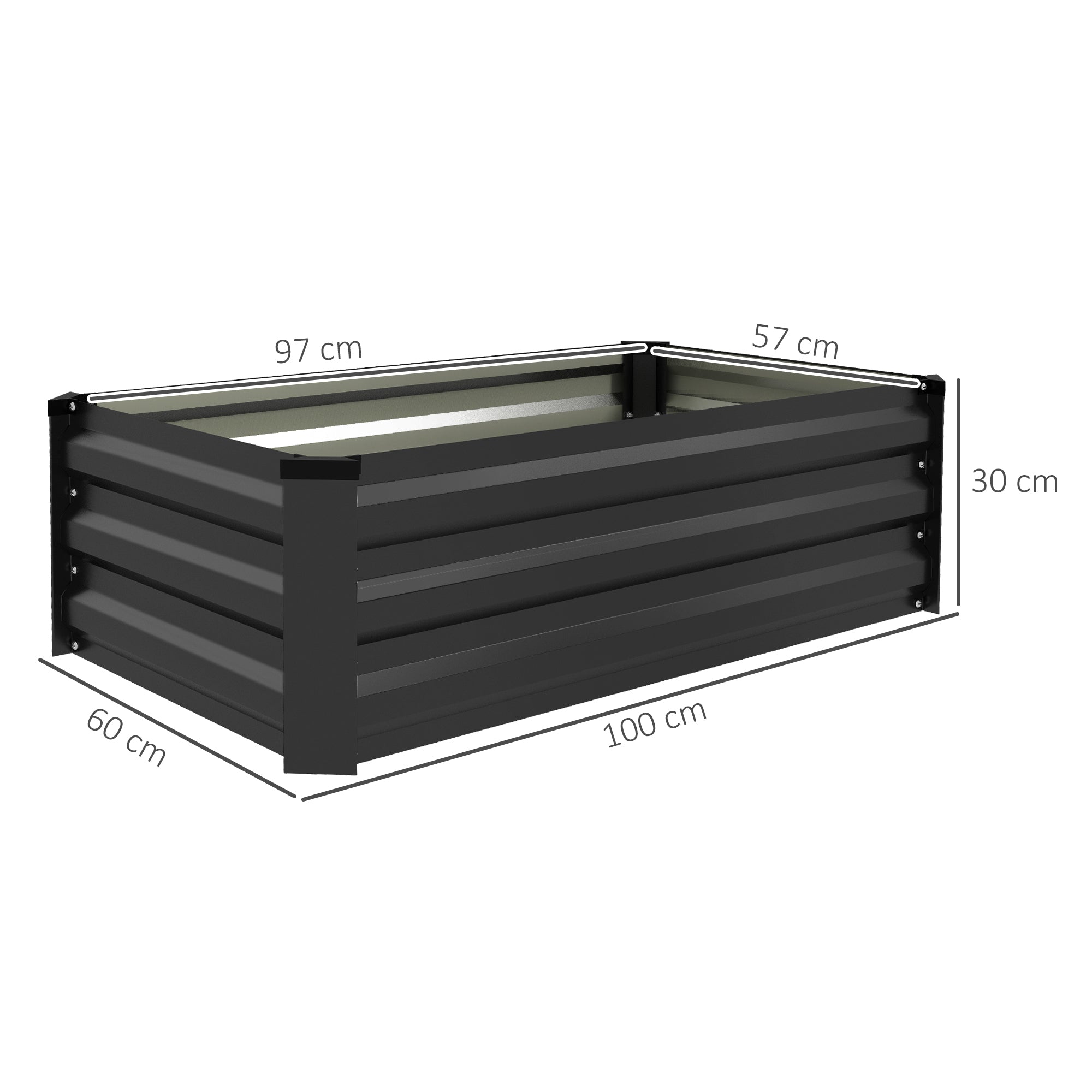 Planter Boxes 100 x 60cm Set of Two Steel Grey