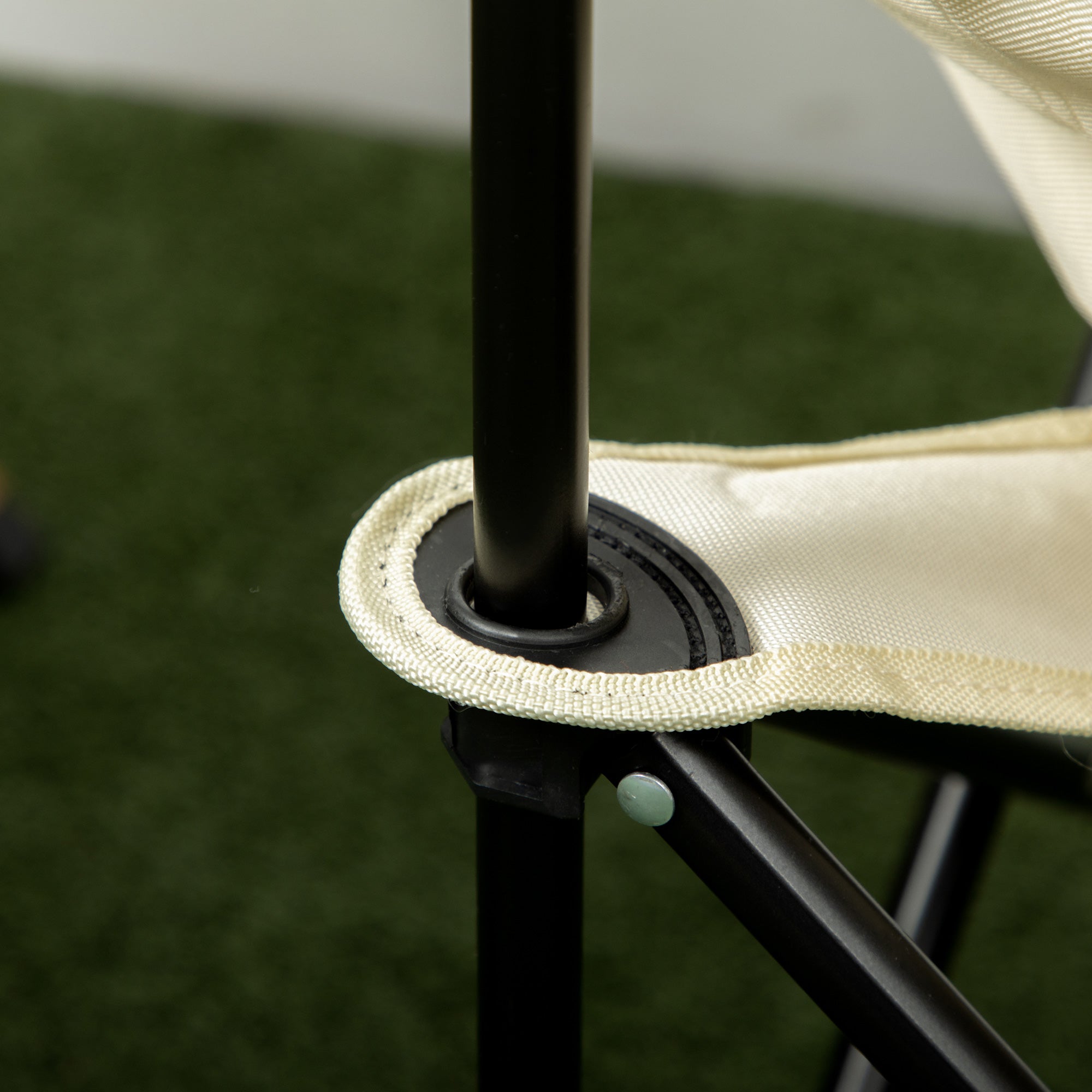 Camping Chair Foldable, Side Pocket Steel Legs, Oxford White