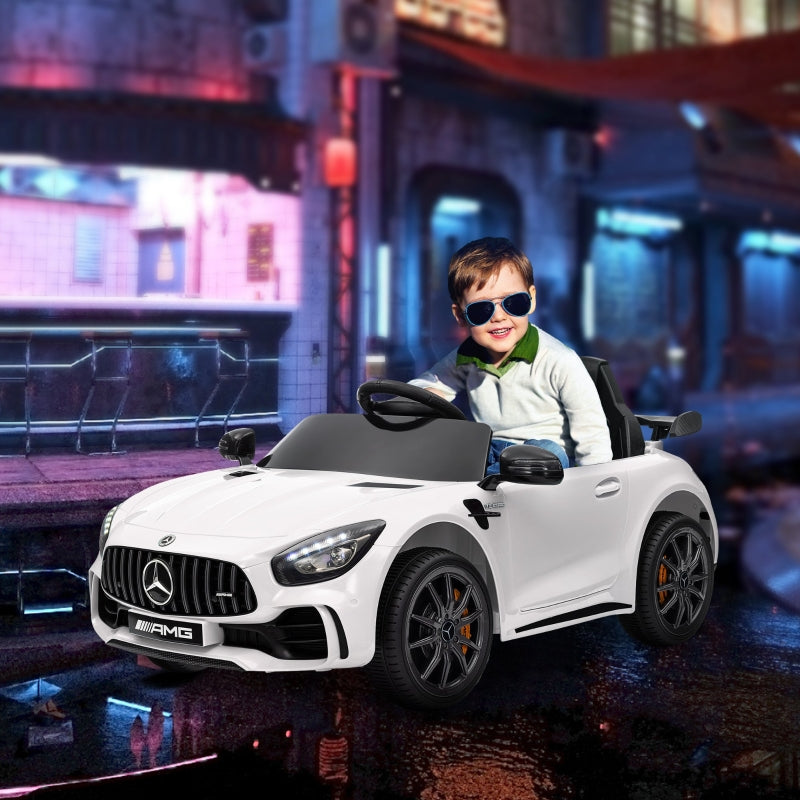 Electric Ride-On Car, Mercedes 3-5 km/h, Remote Control, White