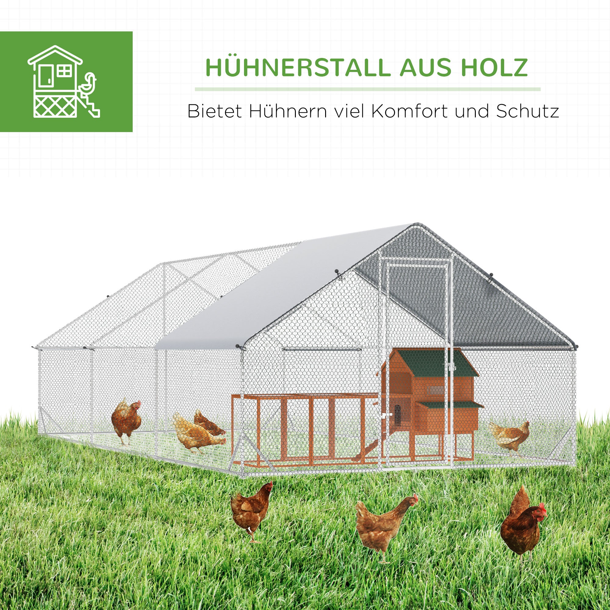 Chicken Coop, 3x6x2m XXL Outdoor, Steel