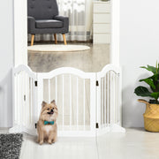 Dog Barrier Safety Gate, 3-Part Foldable MDF White