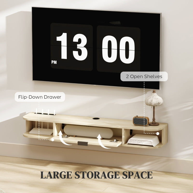 120 cm Floating TV Unit for TVs up to 50 Inch Engineered Wood Natural Wood