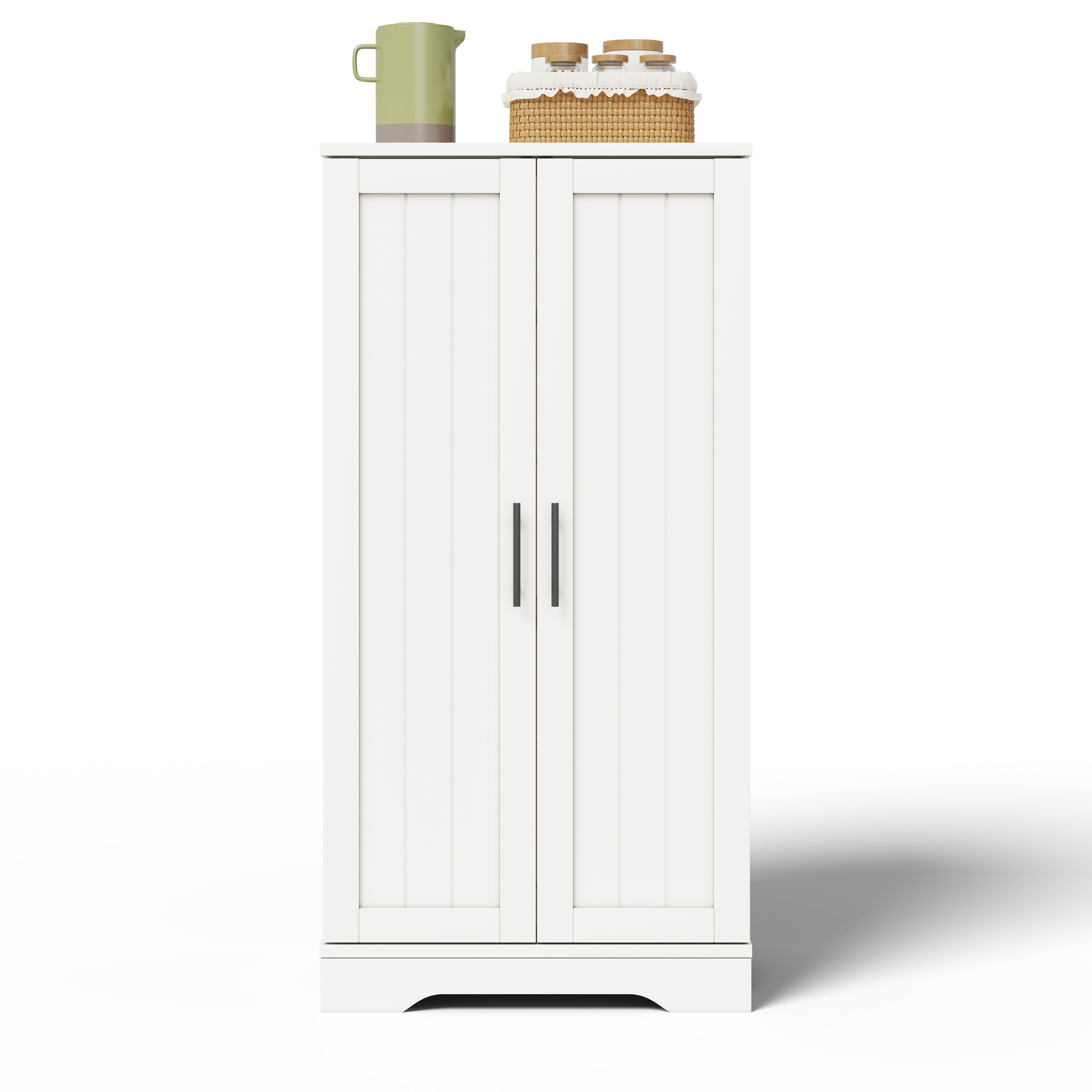 Kitchen Cabinet with LED Sensor Light and Adjustable Shelves, White