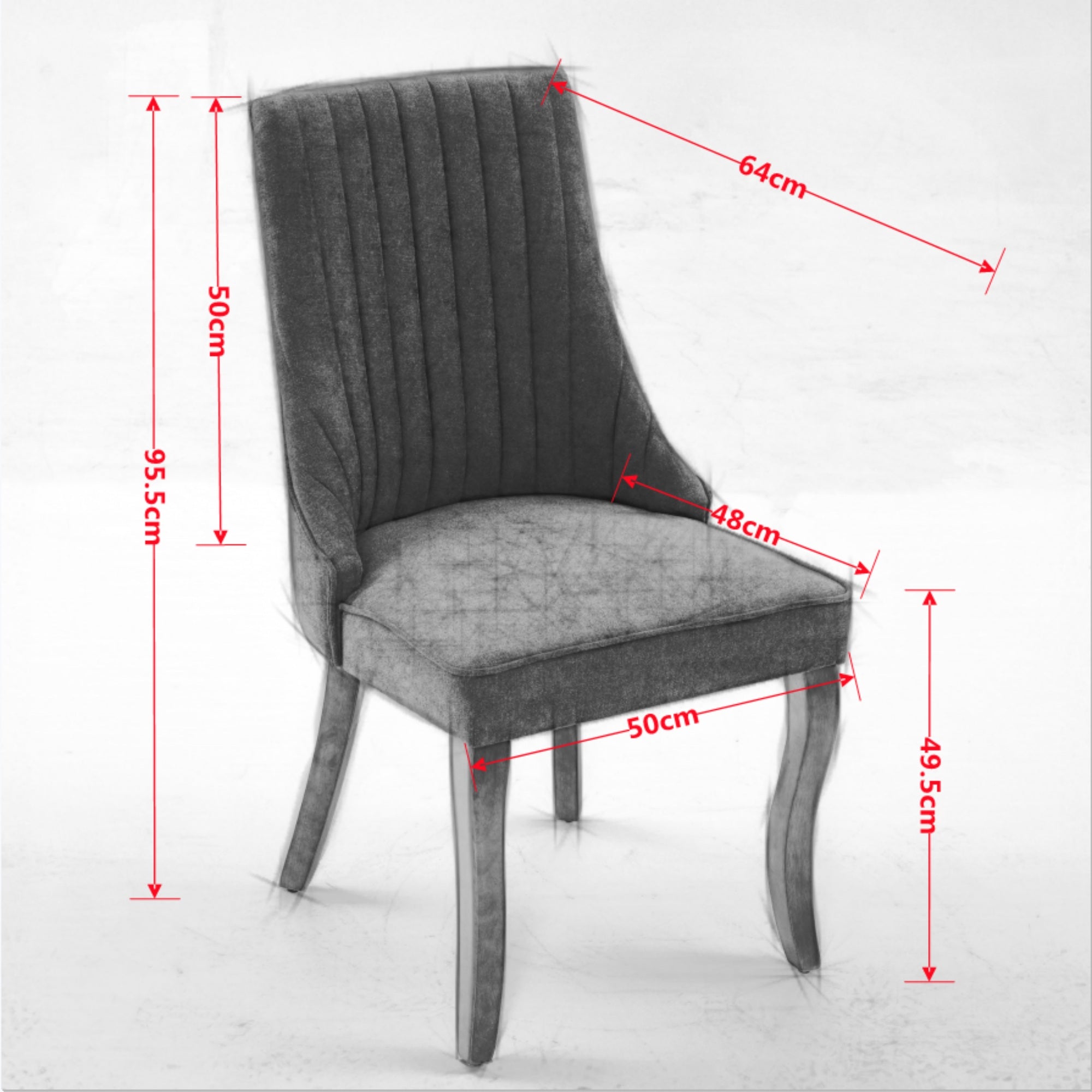 Dining Chairs Channel Upholstered Comfy Fabric Set of 2 with Curved Solid Wood Legs - Rayon Linen Beige