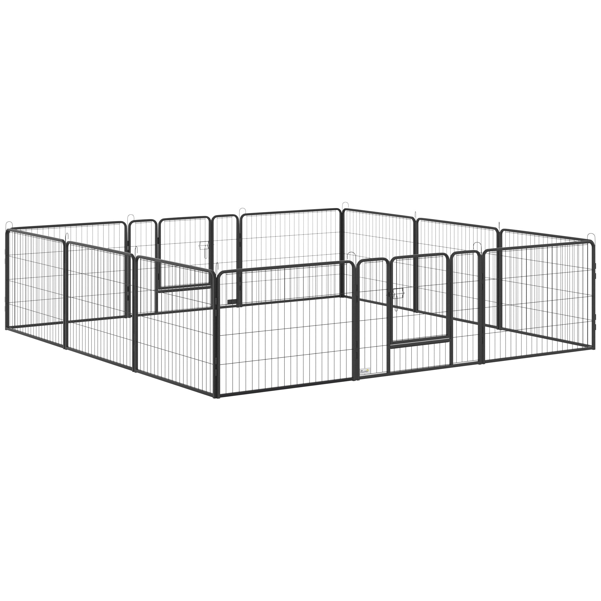 Outdoor Playpen Puppy Run 60cm High 12 Panels Steel Black