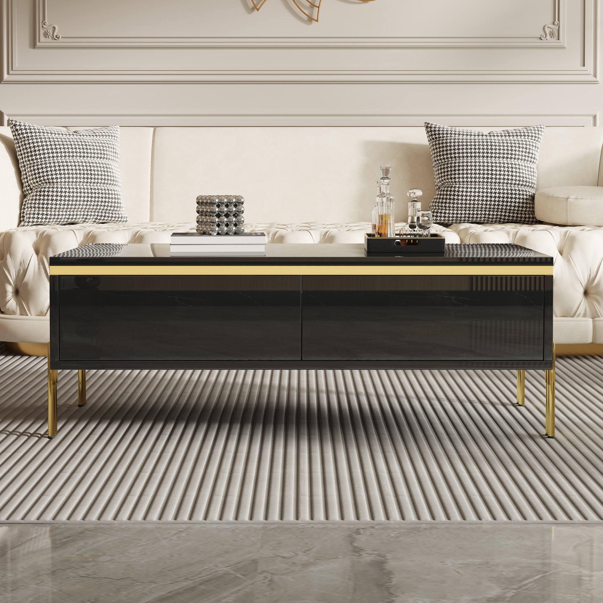 High-Gloss Coffee Table Multifunctional Side Table 100x50x36cm