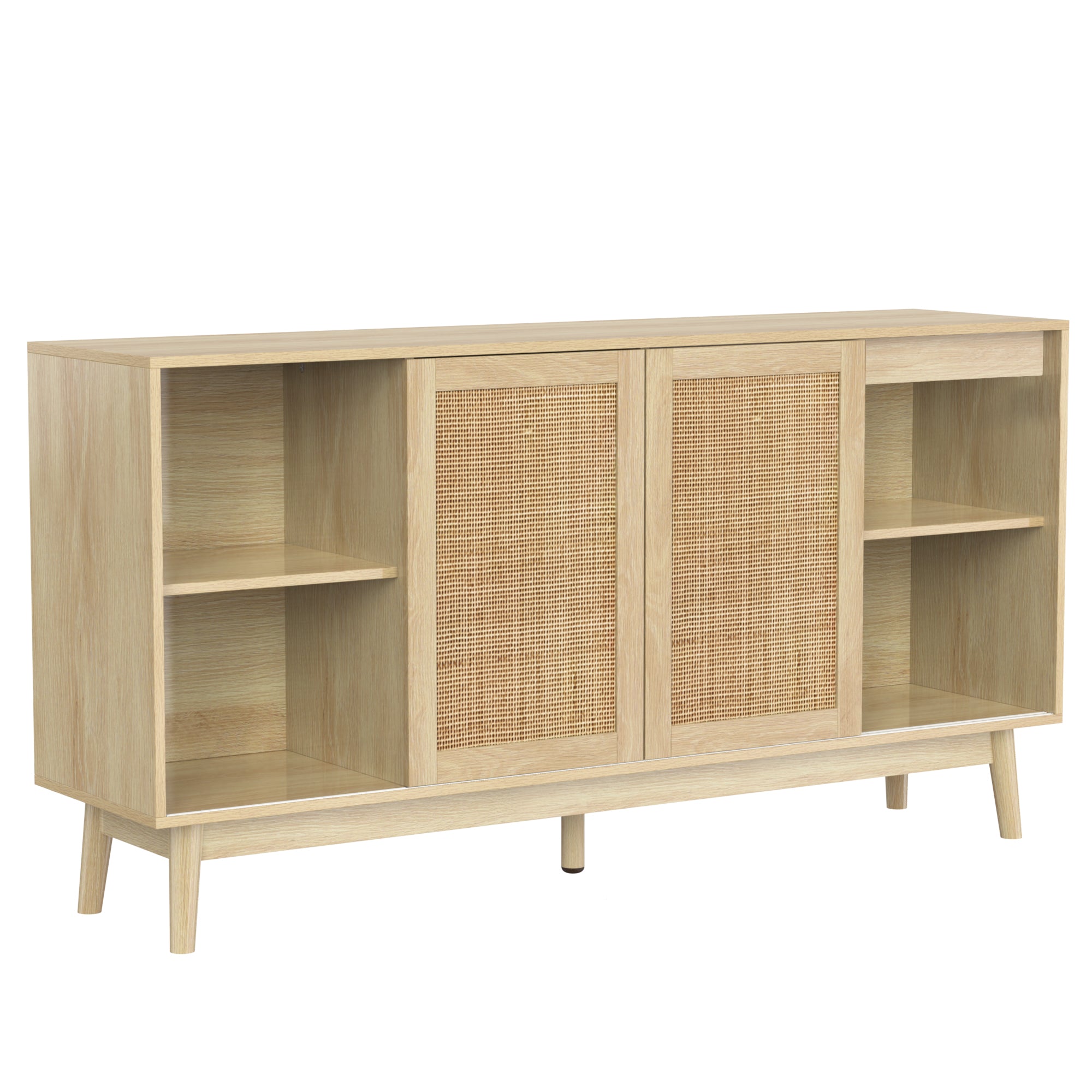 Sideboard 3 Sliding Doors 2 Drawers 155x38x80cm Genuine Rattan