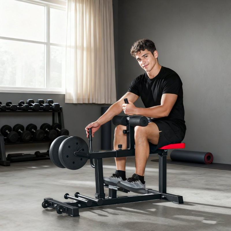 Calf Raise Machine Leg Training Bench with Wheels - Black Steel