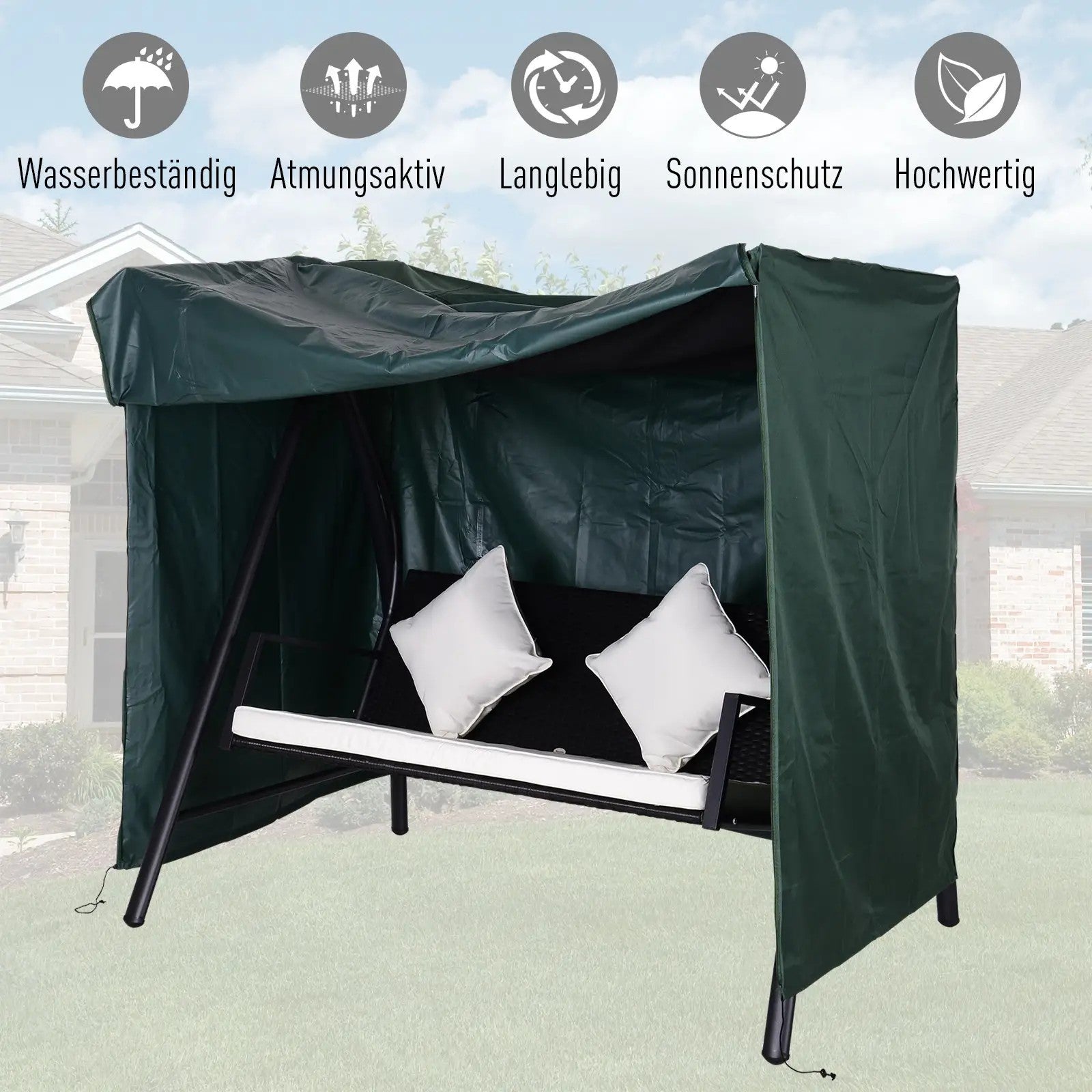 Garden Swing Cover Waterproof Sun Protection Oxford Green