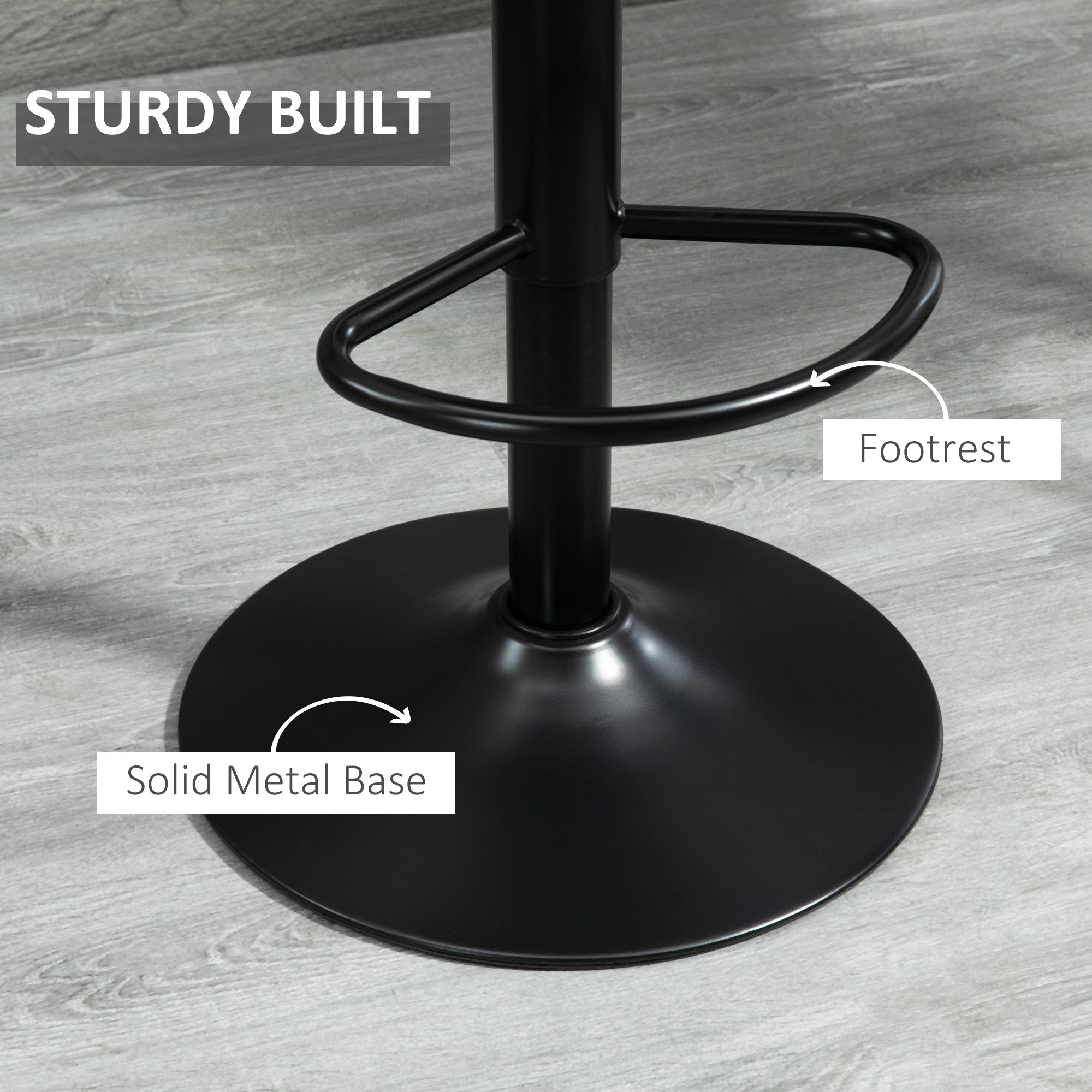 Modern Bar Stools Set of 2, Height Adjustable Swivel with Backrest, Gas Lift, Footrest, Microfibre, Grey
