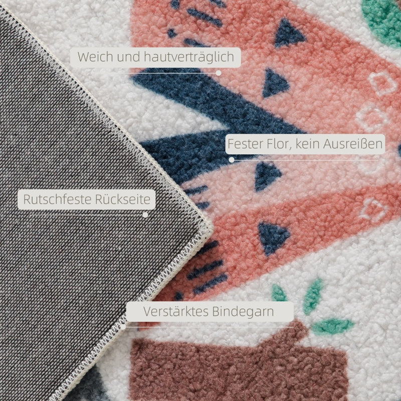 Highway Pattern Rug, Soft Fleece Easy Care, White Colorful