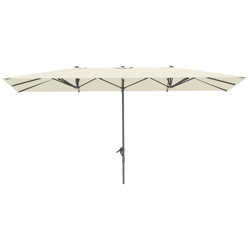 Double Parasol, Crank UV50+ Windproof Aluminum, Cream White