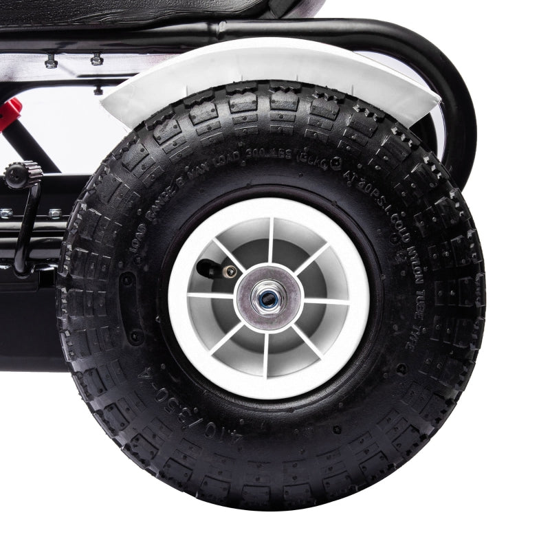 Children Pedal Go Kart with Adjustable Seat, Inflatable Rubber Tyres, Handbrake - White