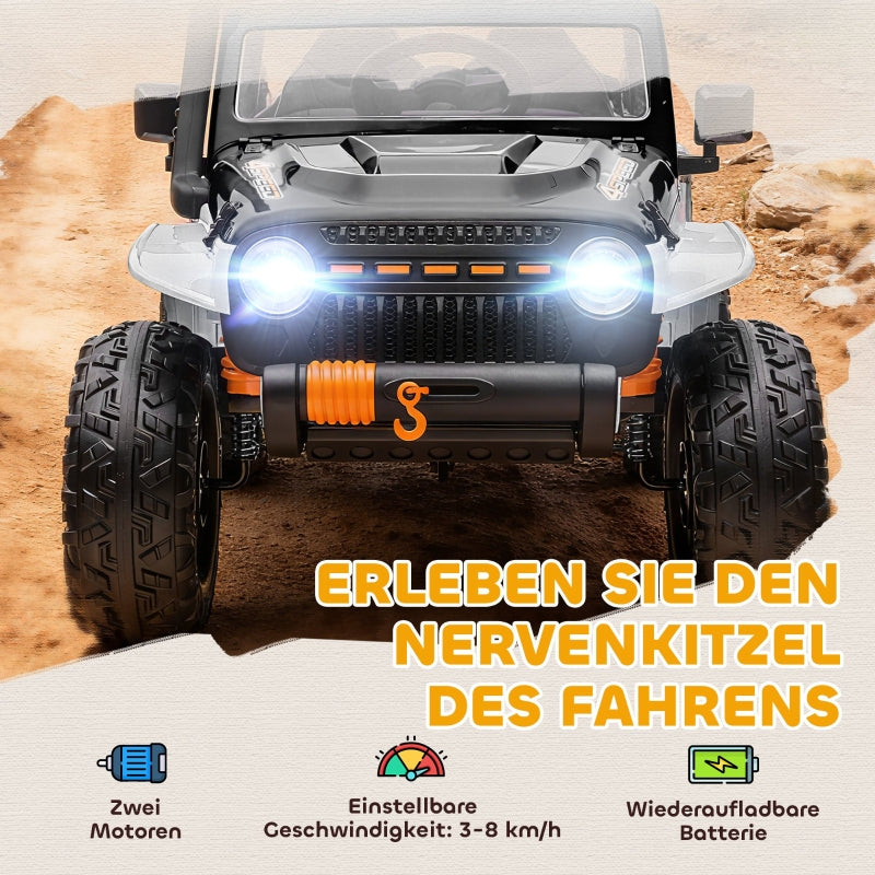 Electric Ride-on Car with Parent-Child Seat and Remote Control, White