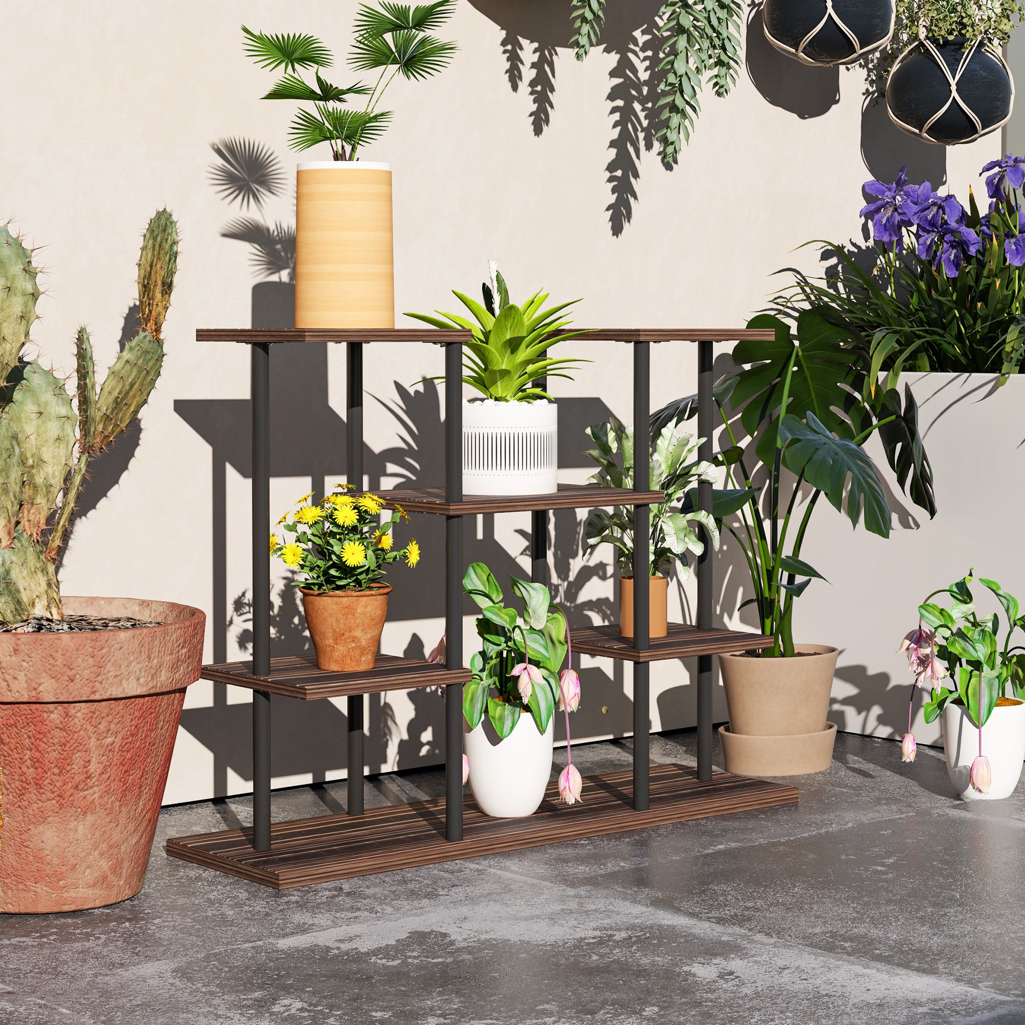 Plant Stand 4-Tier 61.5cm Indoor Outdoor Wooden