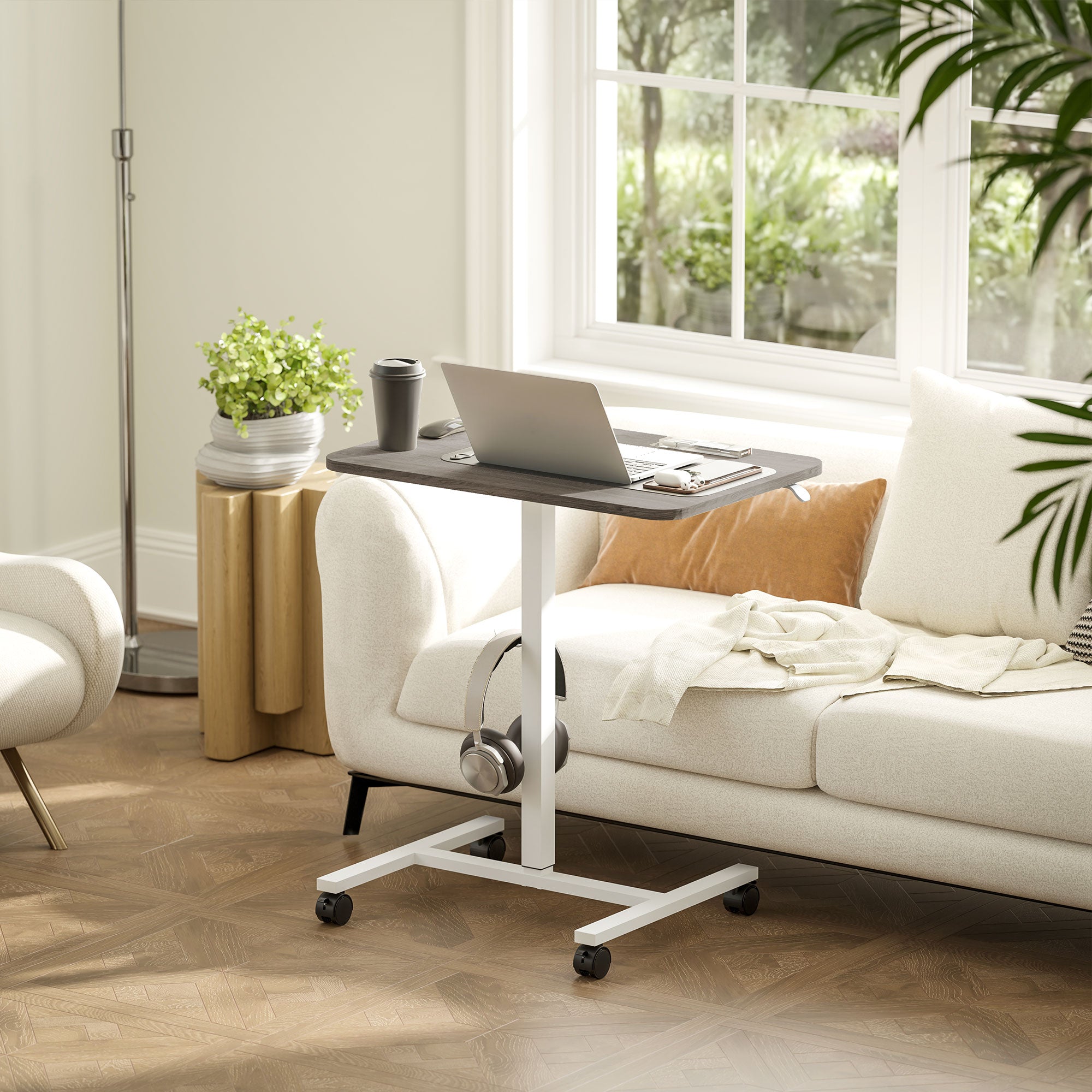 Manual Adjustable Sit-To-Stand Desk 75-115cm White/Grey