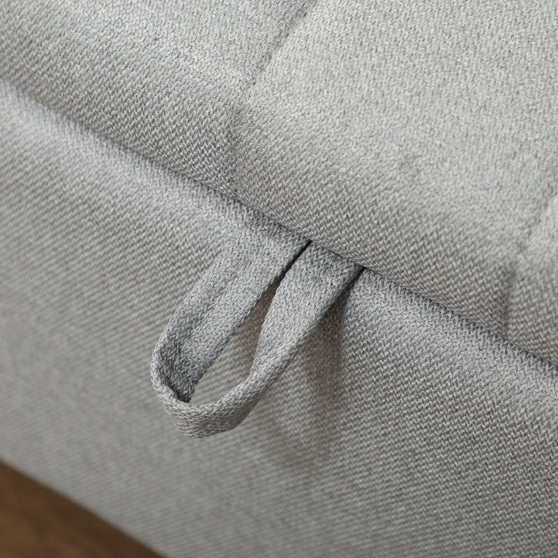 Storage Ottoman Bench 92 x 31cm Linen-Look Light Grey