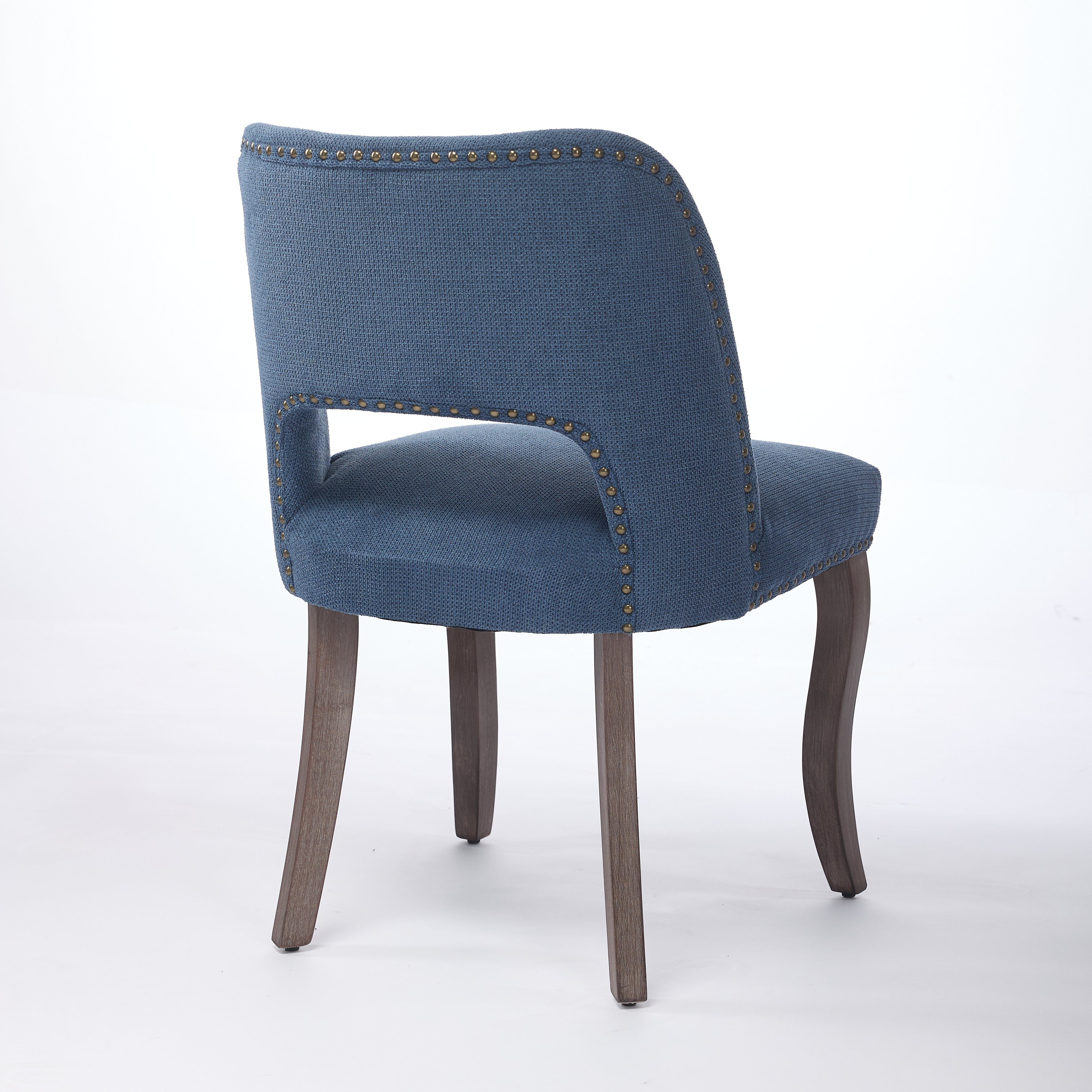 Wooden Dining Chairs Set of 2, Modern Upholstered Kitchen Chairs, Blue Fabric