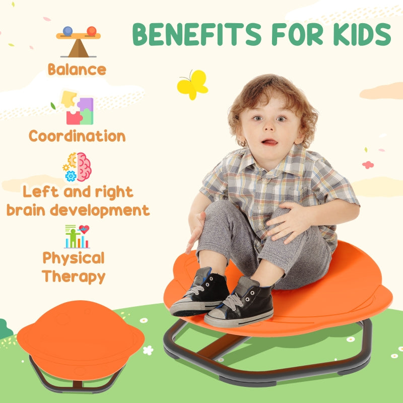 Planet-Shaped Swivel Chair, Sensory Spinning for Balance & Coordination, Orange