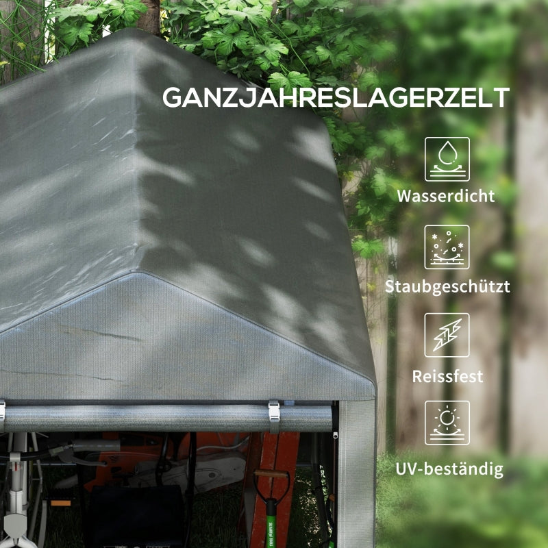 Garden Shed Storage Tent, Robust Weatherproof Steel Frame, Dark Grey