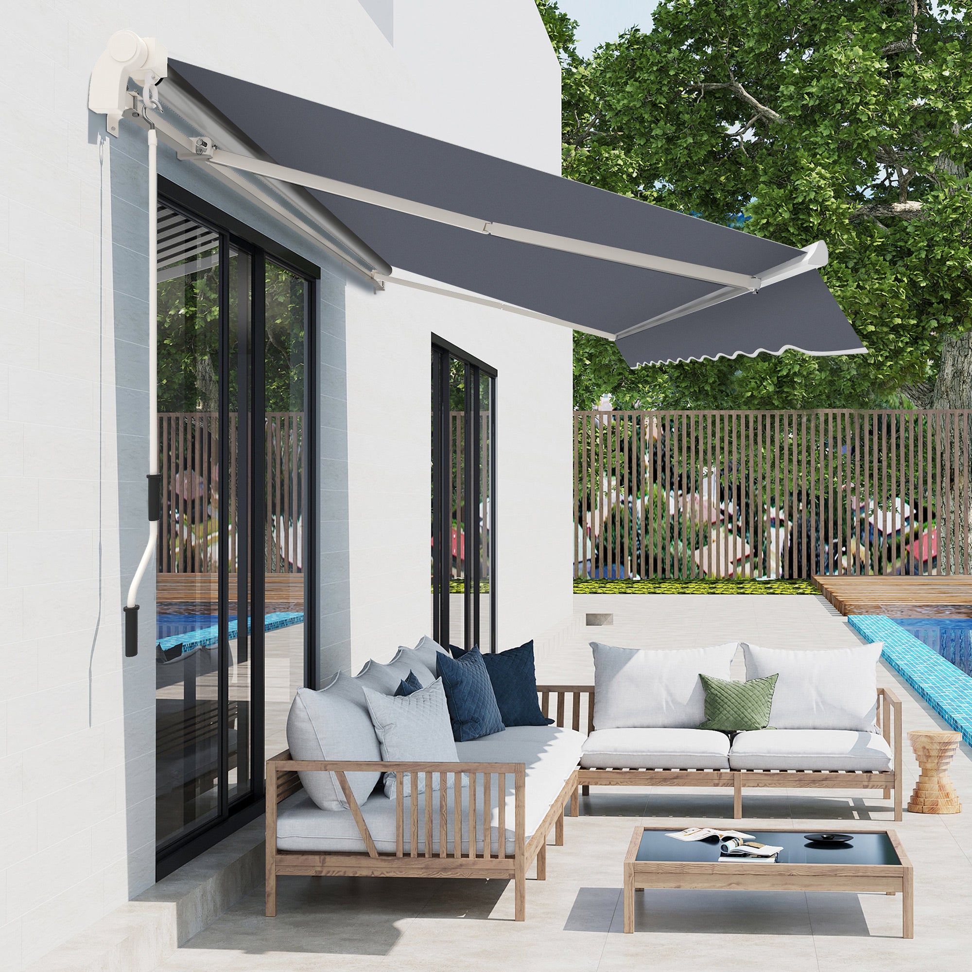 Manual Retractable Awning 4m x 3m - Grey