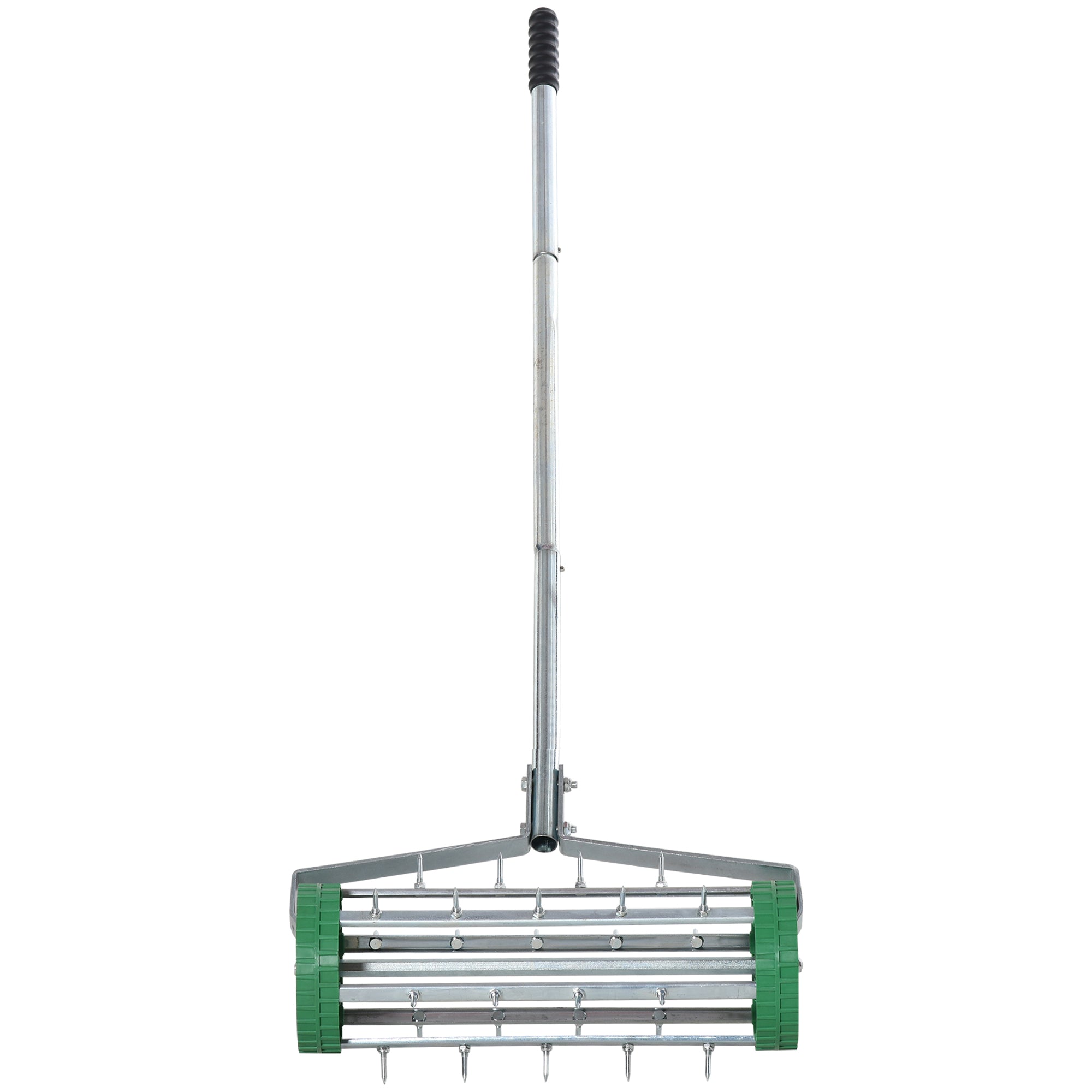 Garden Rolling Lawn Aerator, Heavy Duty Steel Grass Roller with Adjustable Handle