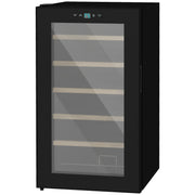 Small Wine Cooler, 24 Bottle Adjustable Temperature LED Lighting, Black