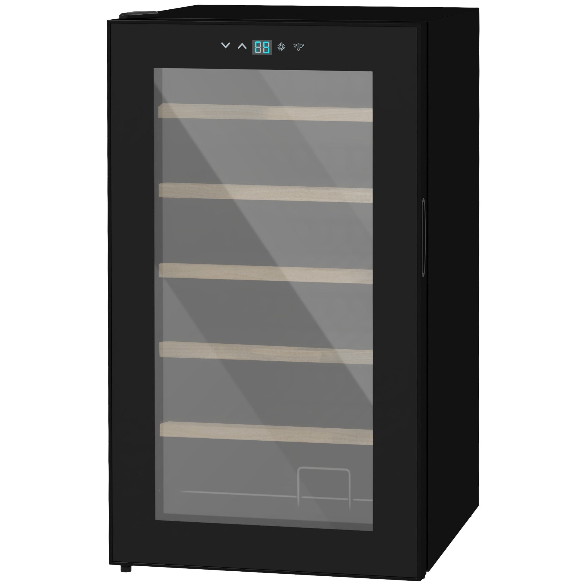 Small Wine Cooler, 24 Bottle Adjustable Temperature LED Lighting, Black