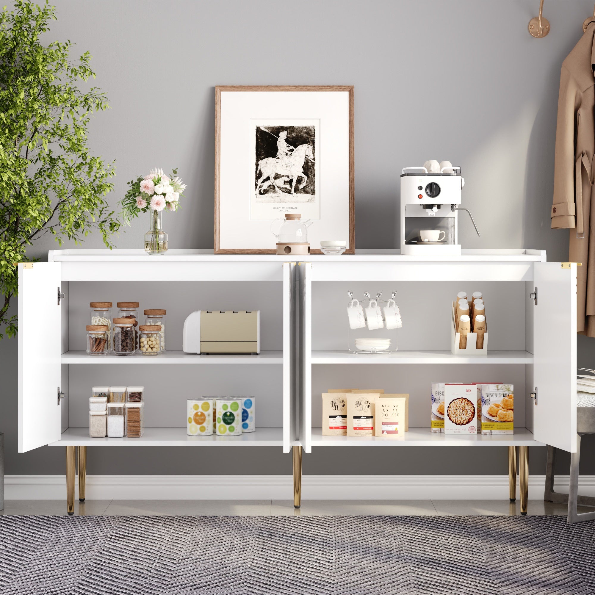 Modern Sideboard Buffet Storage Cabinet 140x38x75cm