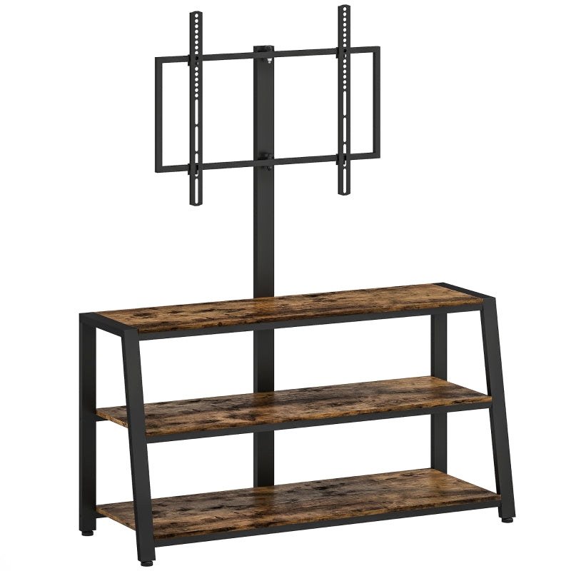 Industrial-Style TV Stand with 35° Swivel Bracket, Dark Brown