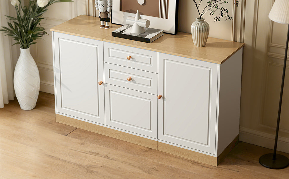 Sideboard with 3 Doors and 2 Drawers, Multifunctional Storage Furniture