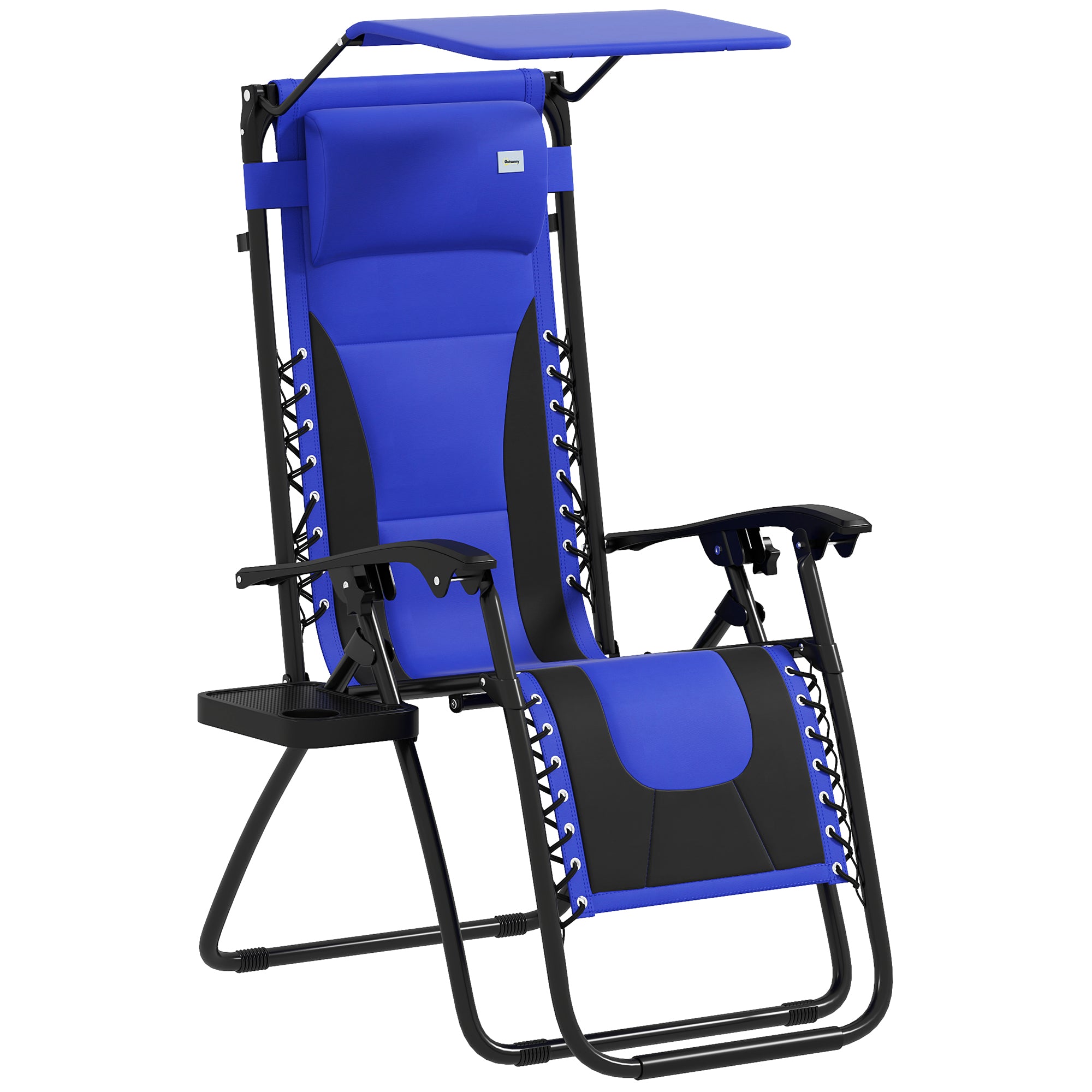 Zero Gravity Lounger Chair, Folding Reclining Patio Chair with Shade Cover, Blue