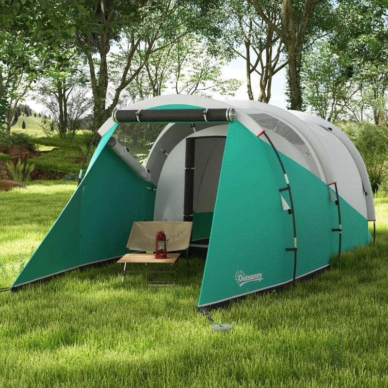 Three-Man Tunnel Tent, 3000mm Water-Resistant Two-Room - Green