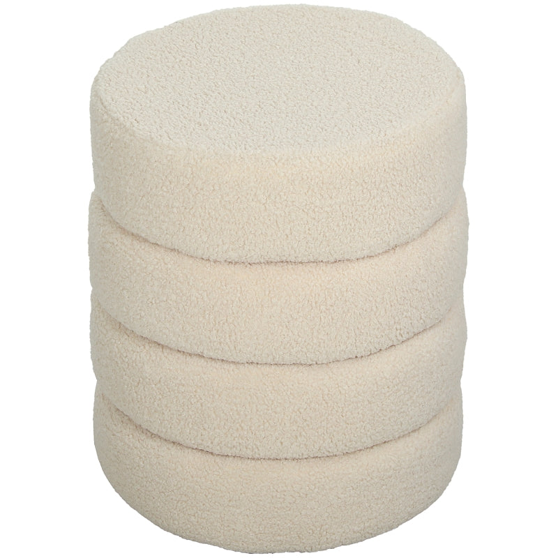 Stool, Round, Up to 120 kg, Teddy Fleece Beige