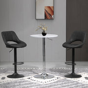 Bar Stools Set of 2, Swivel Adjustable Armless with Back, PU Leather Dark Grey