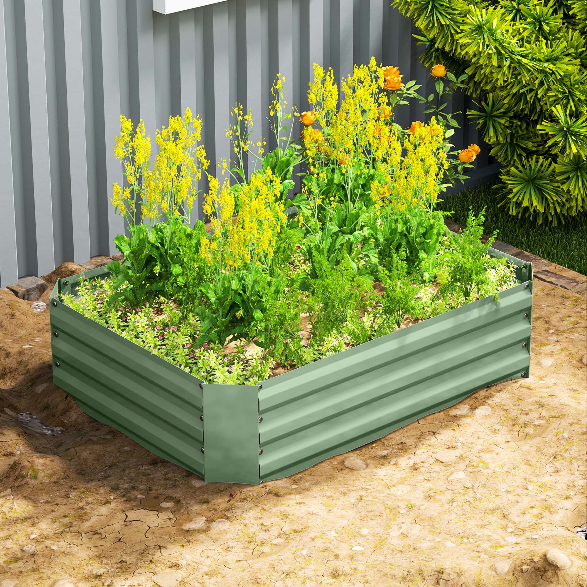 Raised Bed, Steel Planting & Vegetable Garden, 120x90x30cm, Steel