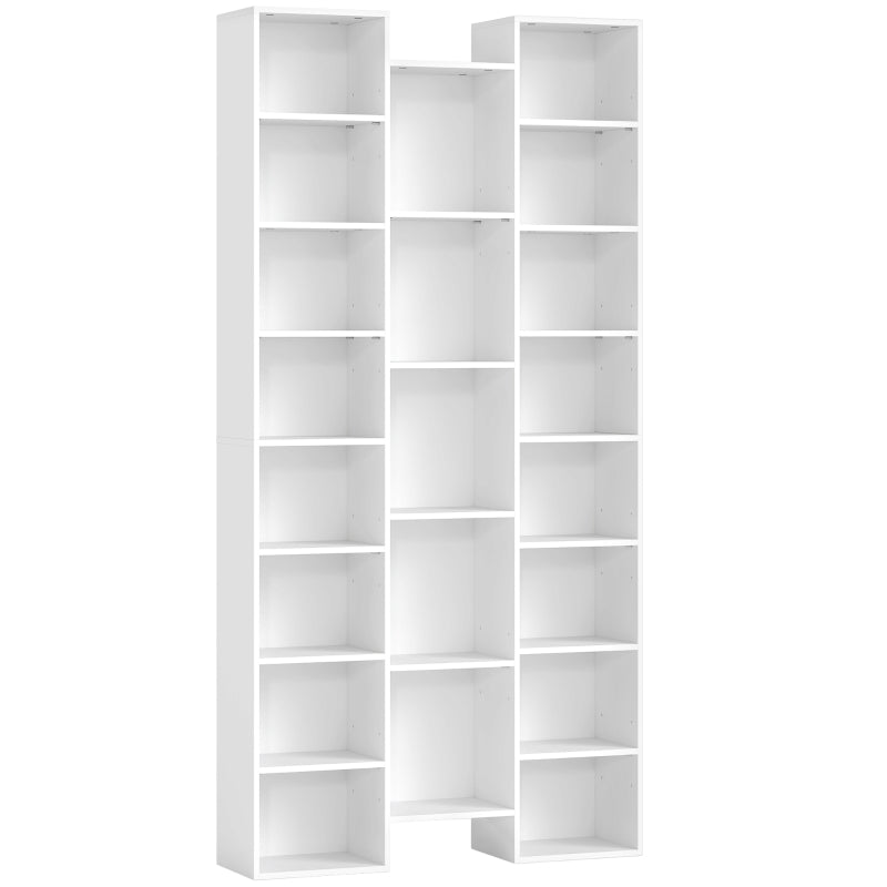 21-Compartment Bookshelf with Adjustable Shelves - White