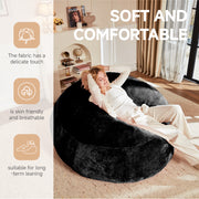5-Foot Bean Bag Sofa Chair Ultra-Soft Reading Lounger for Adults, Black Flannelette