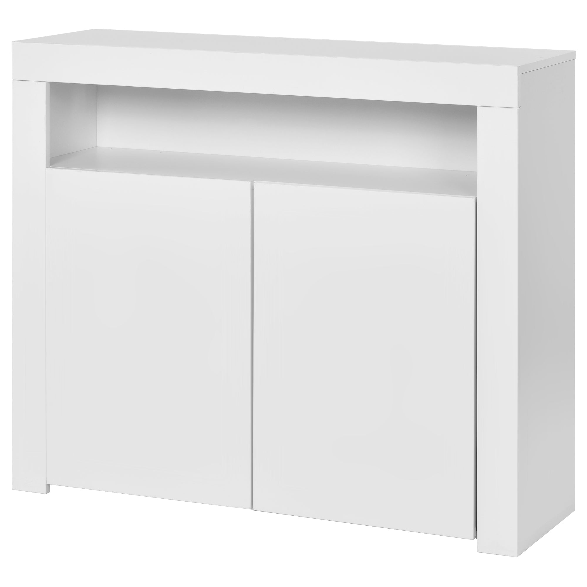 Chest of Drawers Sideboard - High Gloss LED Storage TV Stand - White