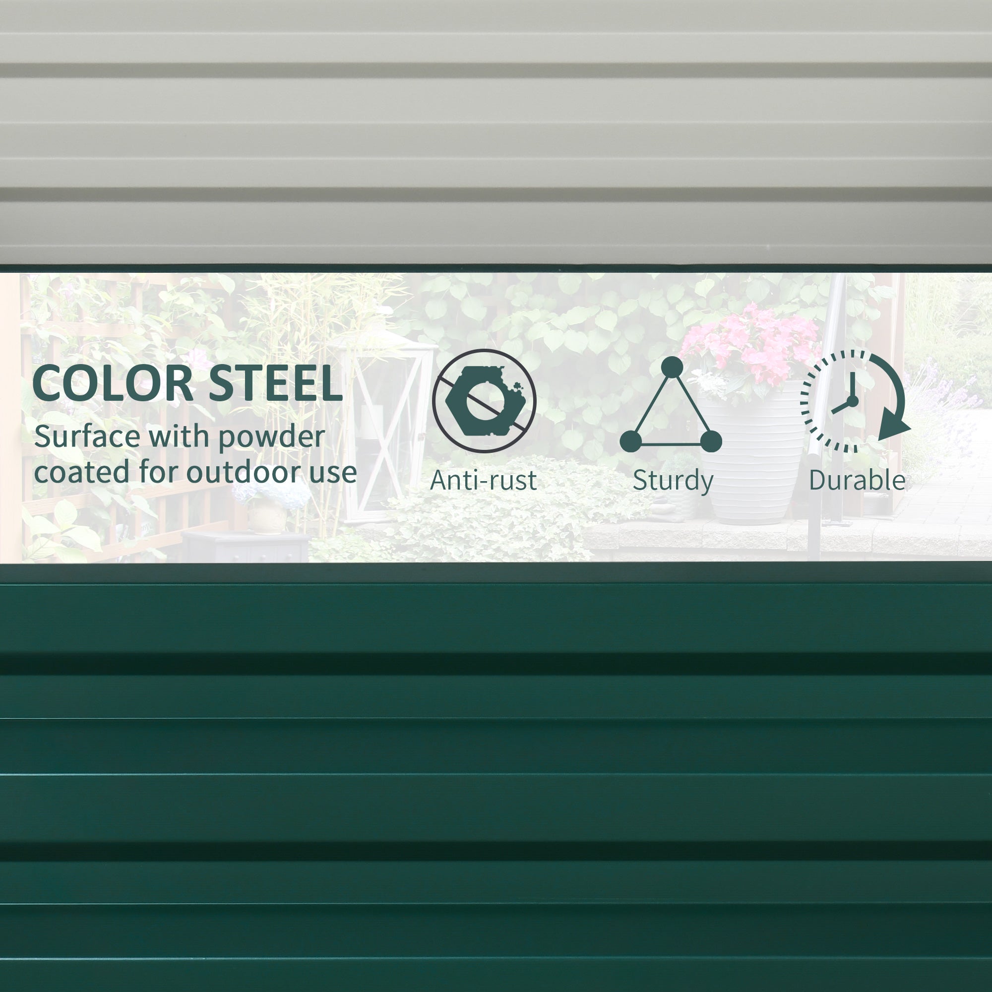 Planter Boxes, 60 x 60cm, Steel, Green