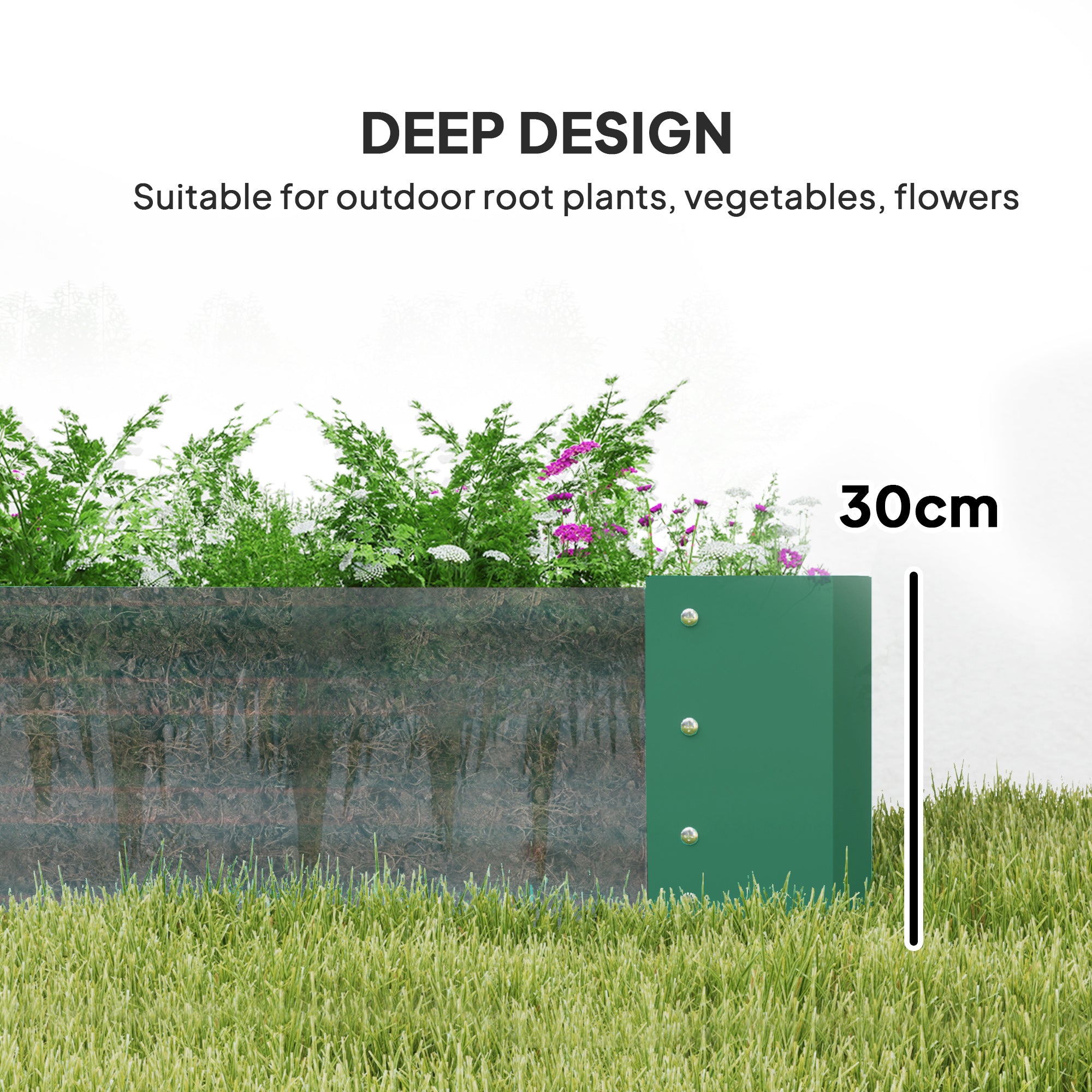 Open Planter, 180 x 90cm Galvanised Steel - Green