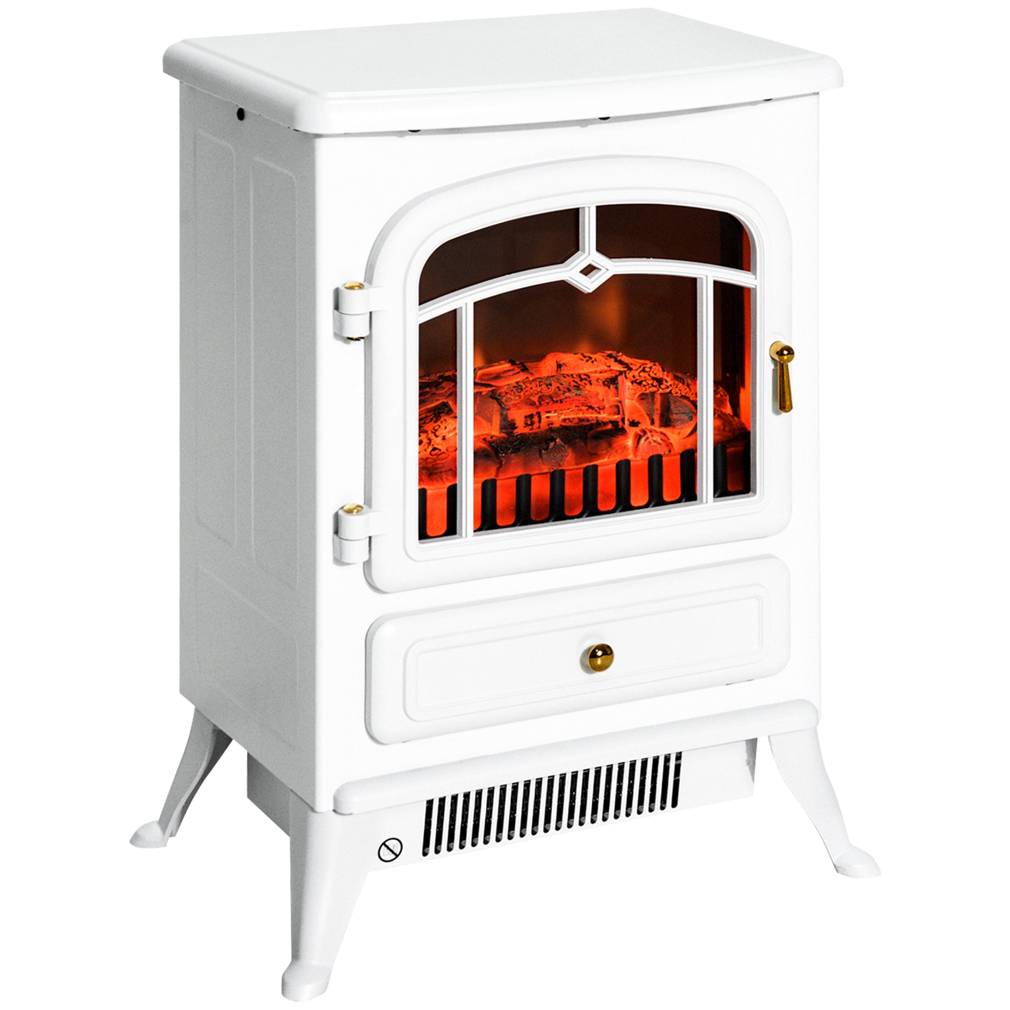 Electric Fireplace, Flame Effect 950/1850W Overheating Protection, White