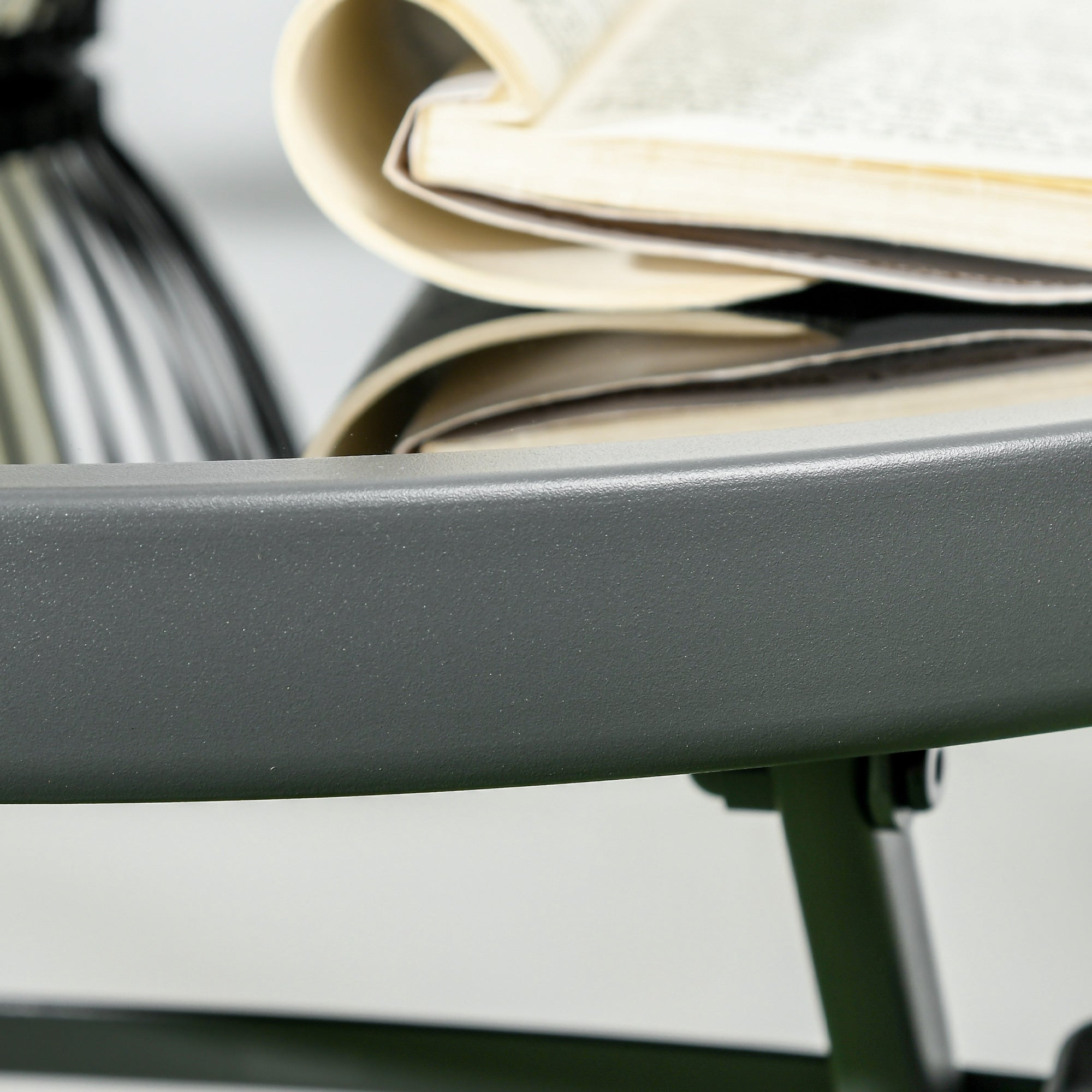 Folding Bistro Set, 3-Piece Table & 2 Chairs, Durable Steel & Mesh, Light Grey