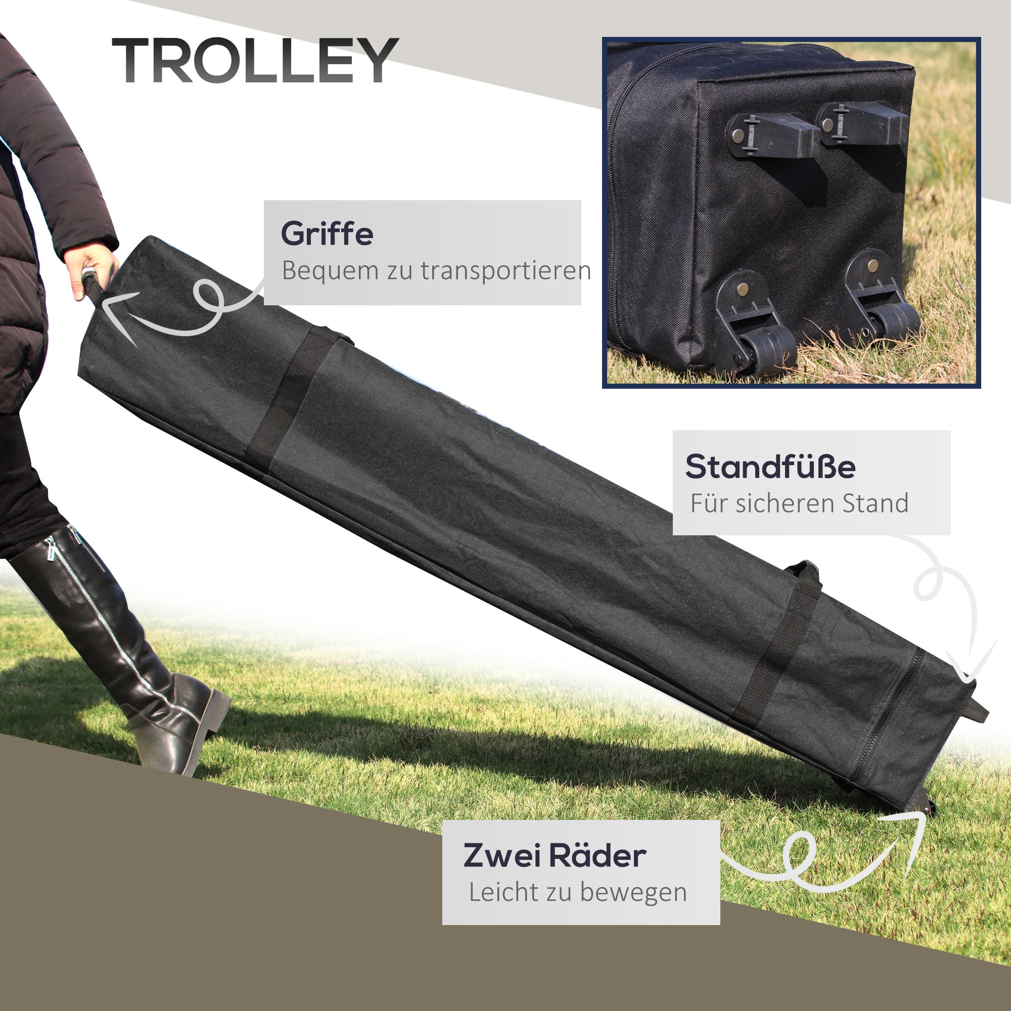 Folding Pavilion 4x4m Pop-Up Double Roof UV Protection Mesh Walls Dark Grey