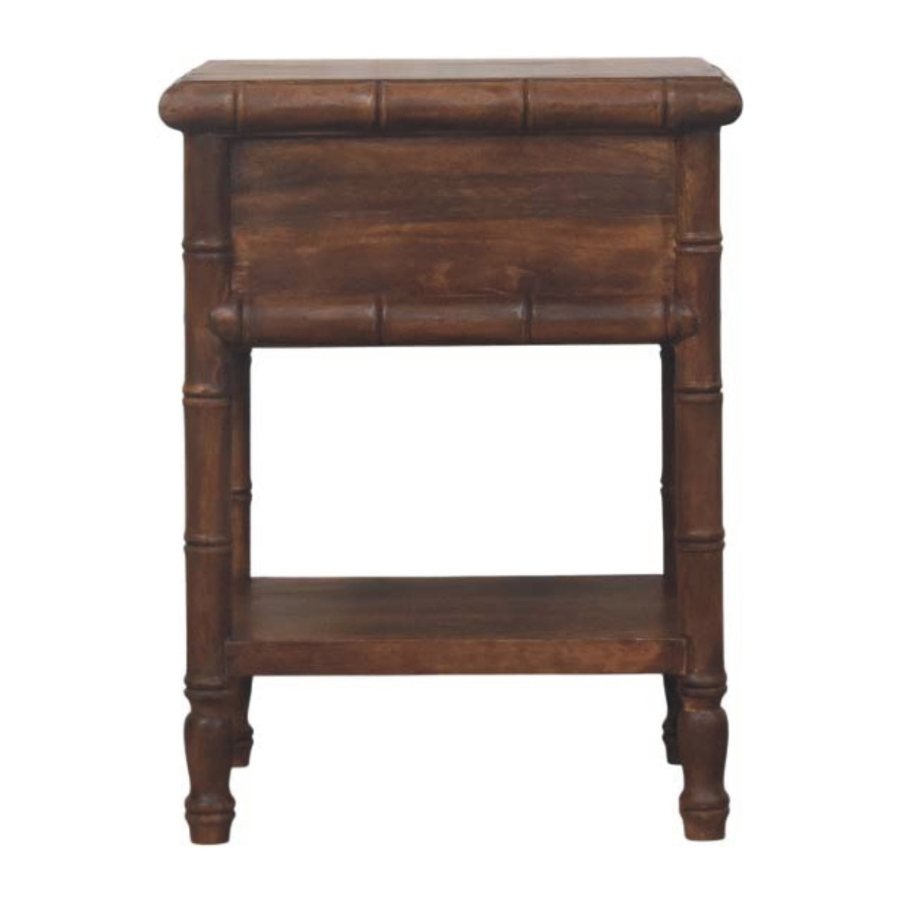 Bedside Table with 1 Drawer & 1 Open Slot, Solid Wood Bamboo, Brown