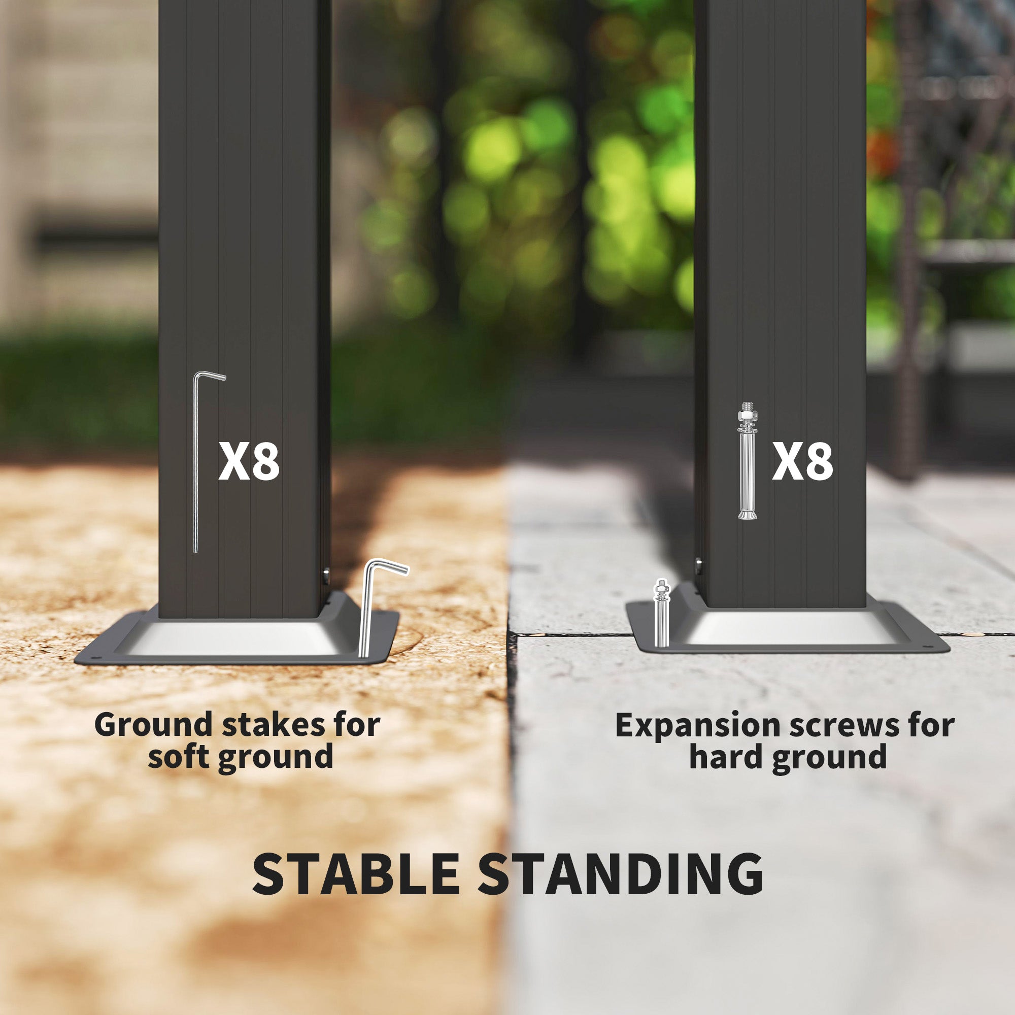 Aluminium Pergola, 3 x 3m with Retractable Roof - Grey/Khaki