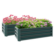 Set of Two Planter Boxes 110 x 65cm Steel, Green