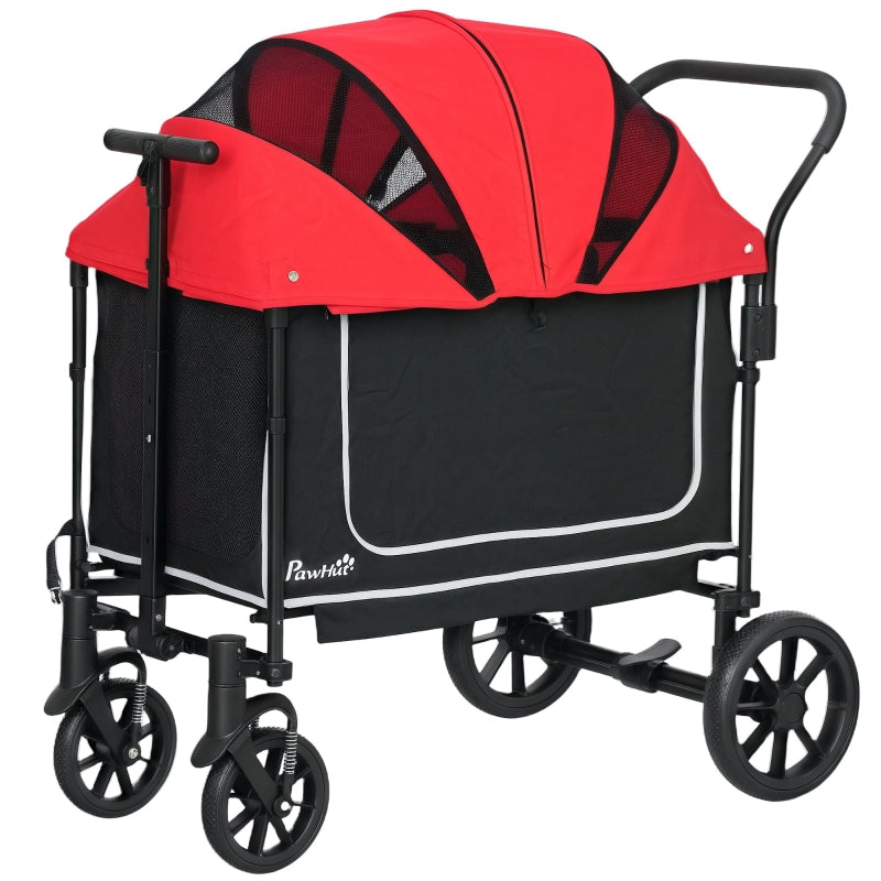 Dog Stroller, Foldable Buggy for Dogs & Cats, up to 30 kg, Red